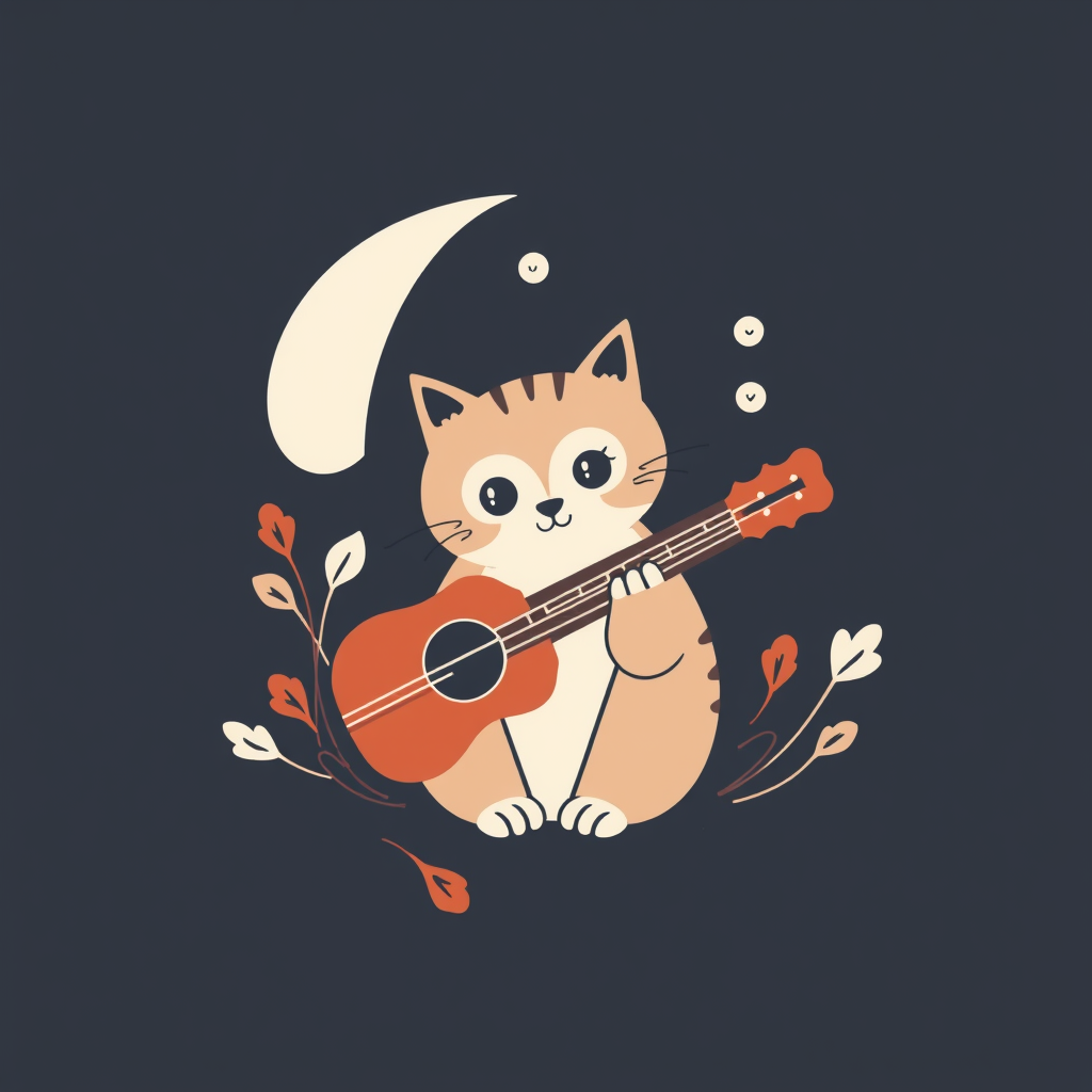 Main logo studio: Nazwa: Kocimiętka Duo Motyw: stylizowana głowa kota w centrum Muzyka: subtelne elementy ukulele i perkusji wkomponowane w symbol Kształt: okrągła lub 