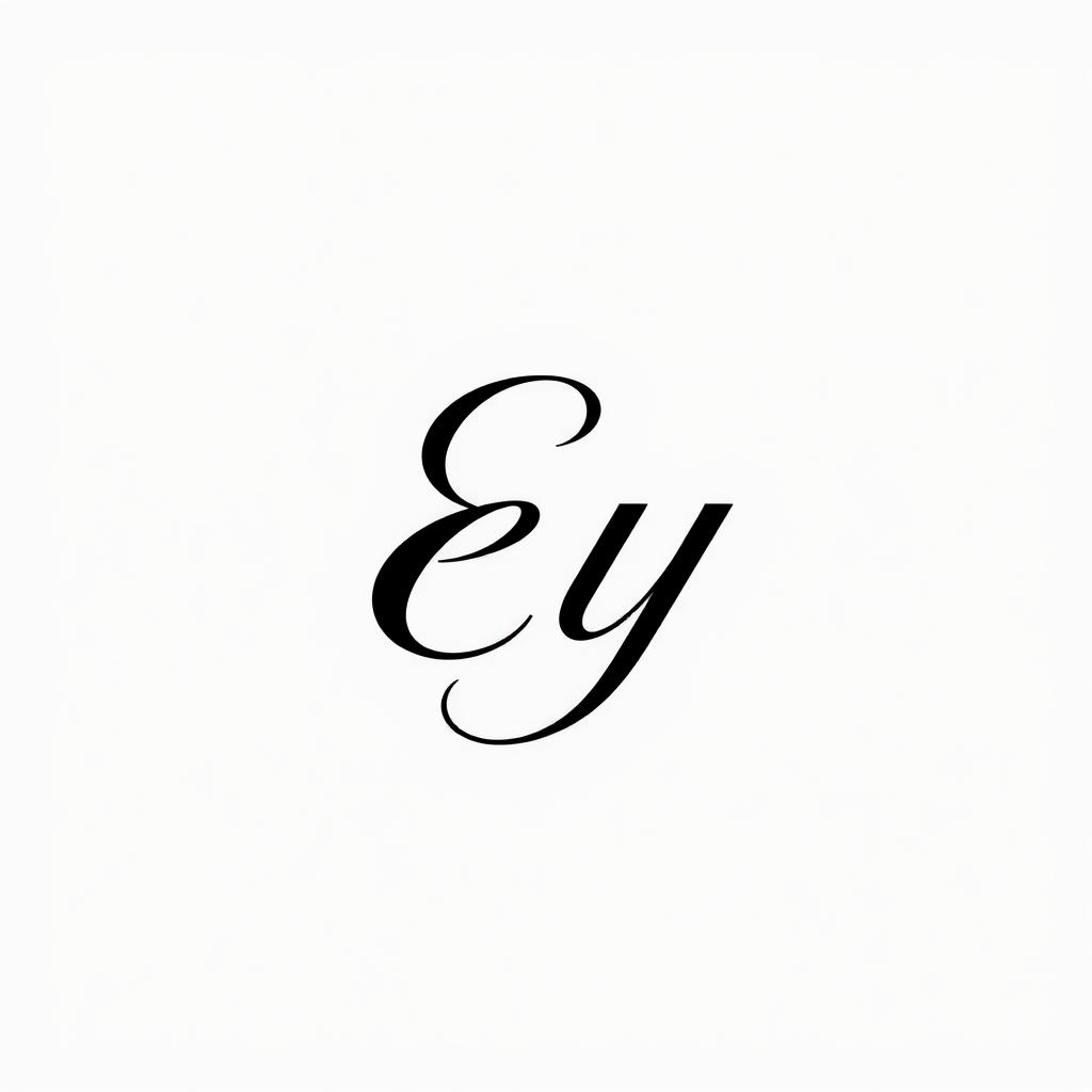 Monogram Logo idea: monogram logo combining the letters ey , elegant intertwined letterforms, flat vector logo, centered, solid white background, high contrast, luxury br