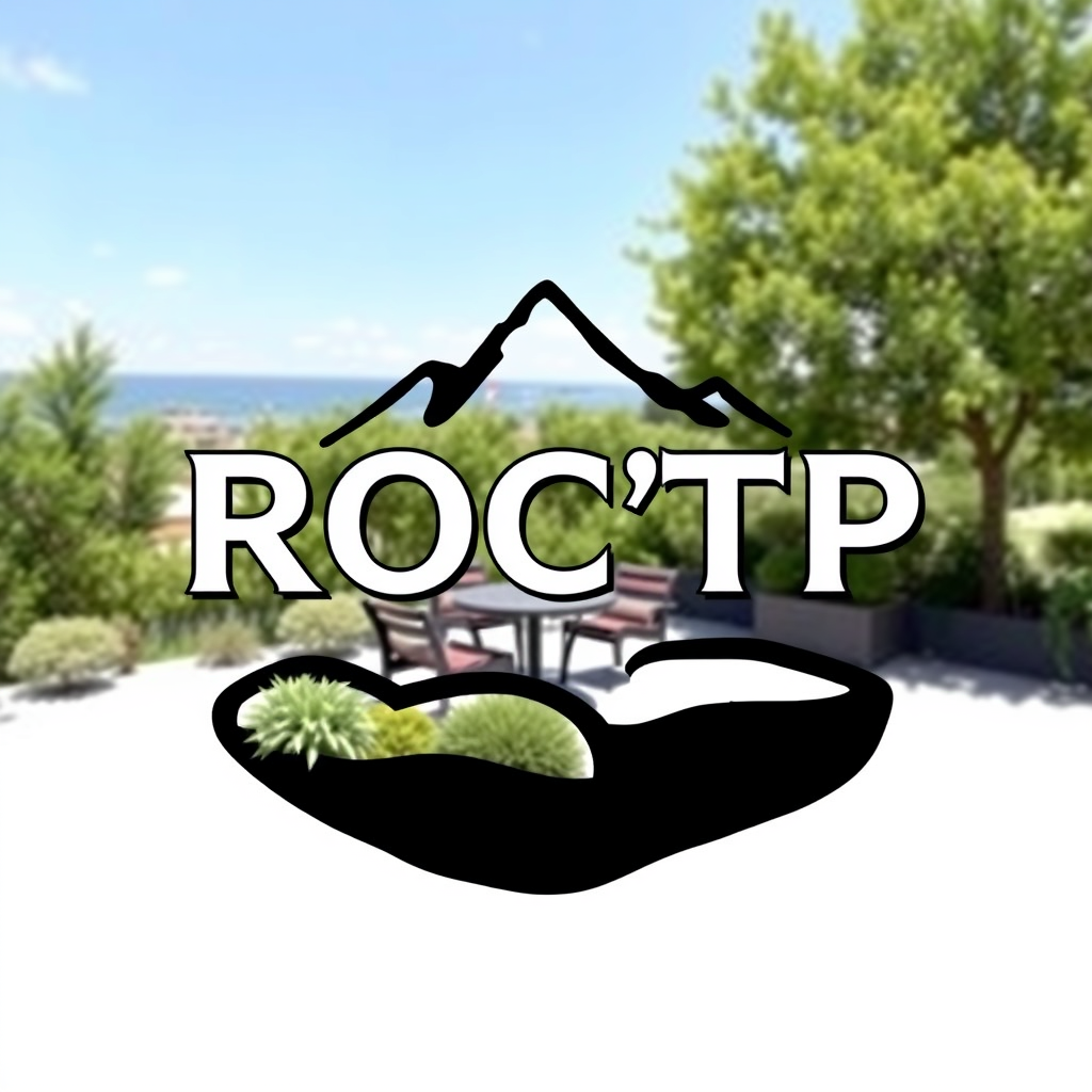 Main logo studio: logo ROC'TP terrassement fond godet