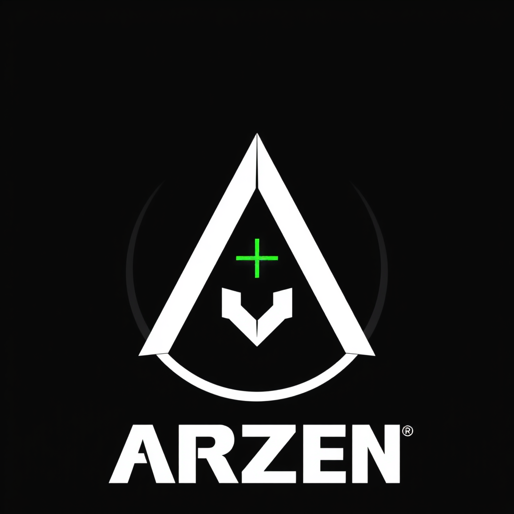 Main logo studio: Create a minimalist, modern and premium gaming logo for a brand called "ARZEN". The brand sells Call of Duty game accounts at affordable prices. Use a