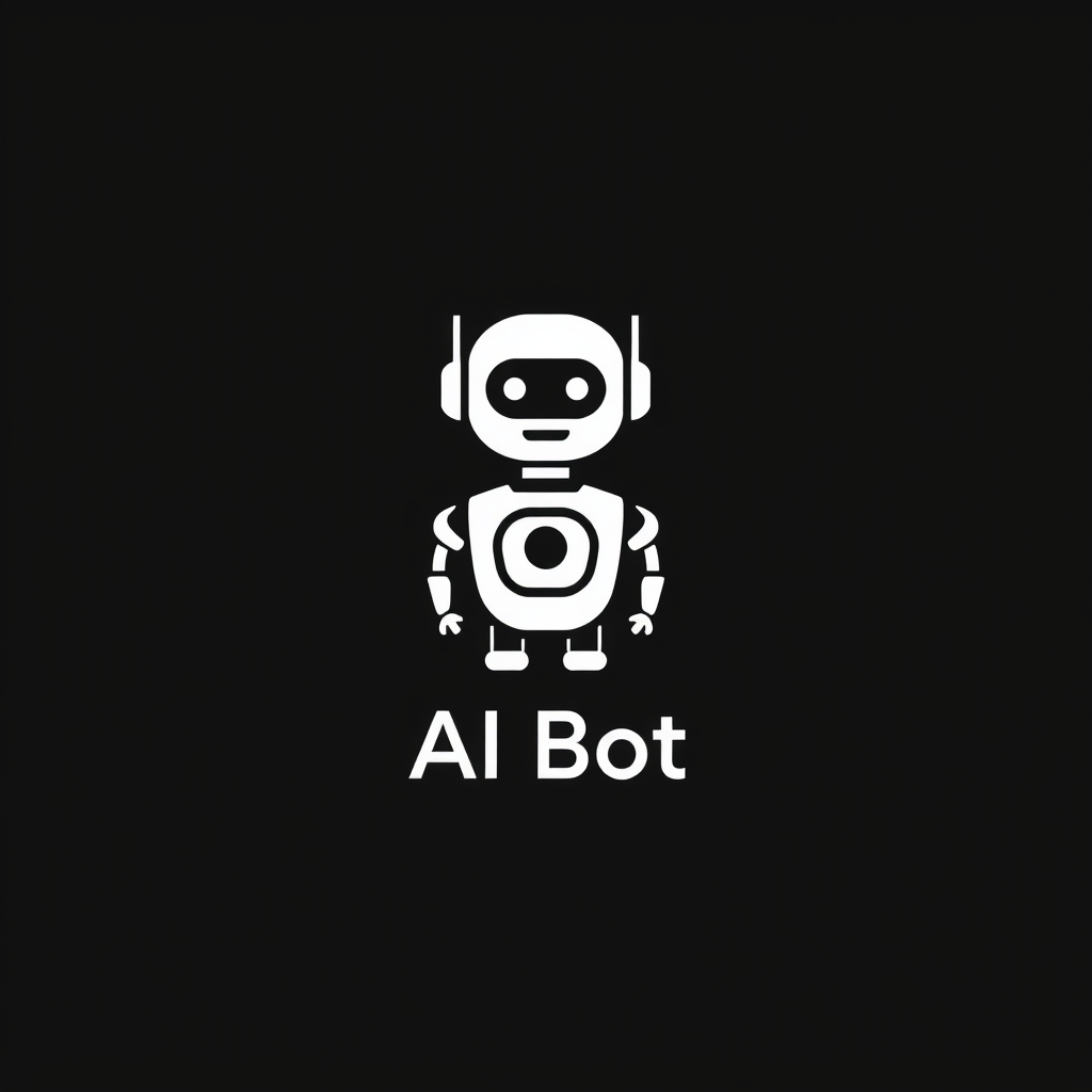 Main logo studio: Brand Name: AI Bot Business Type: Artificial Intelligence / Technology Industry: Technology Style: Modern Font: Sans-serif Main Color: White Backgroun