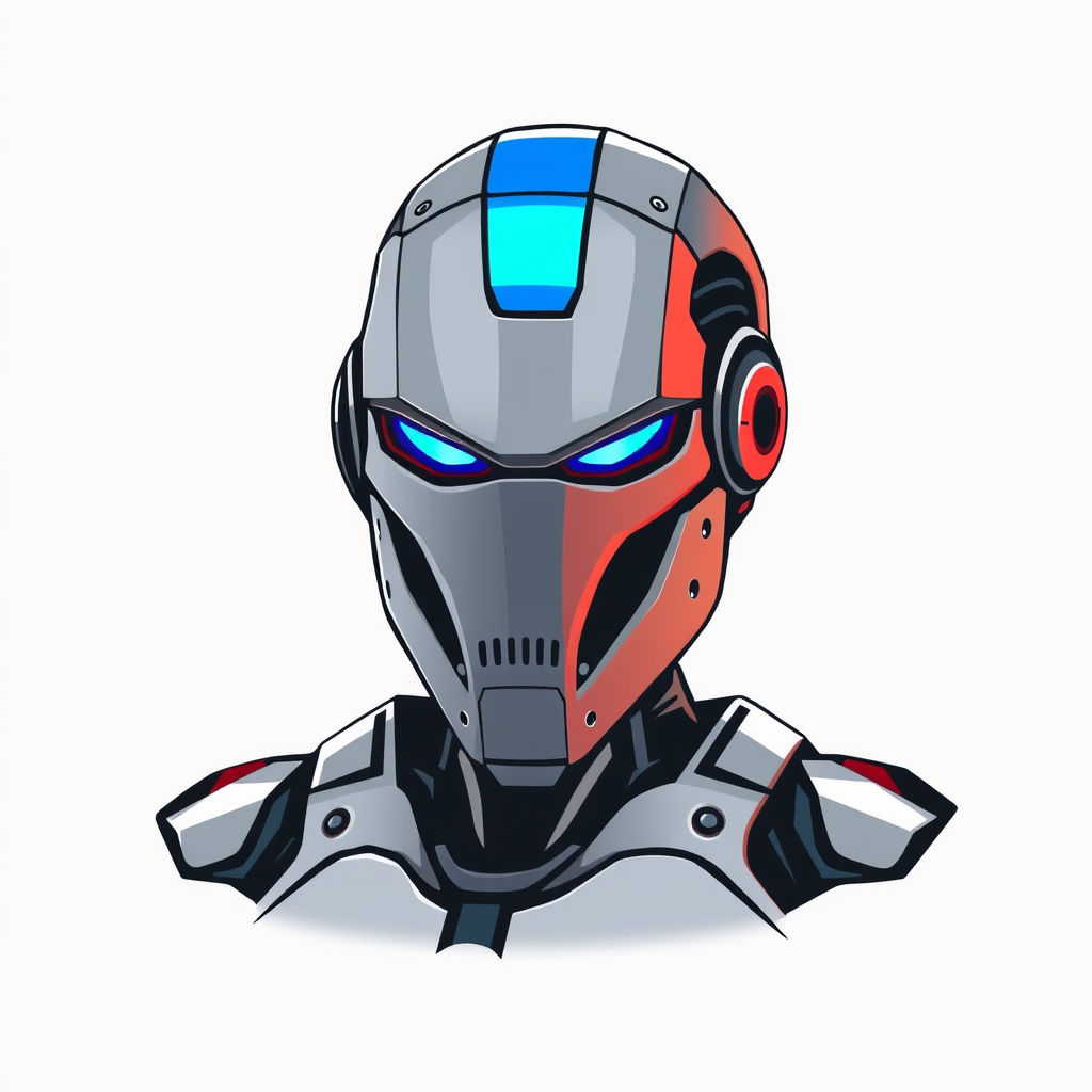Main logo studio: LOGO AVEC UN ROBOT Y A UN Mblock S APPELLE iRON PHANTOM AVEC COULEUR GRIS BLEU ROUGE