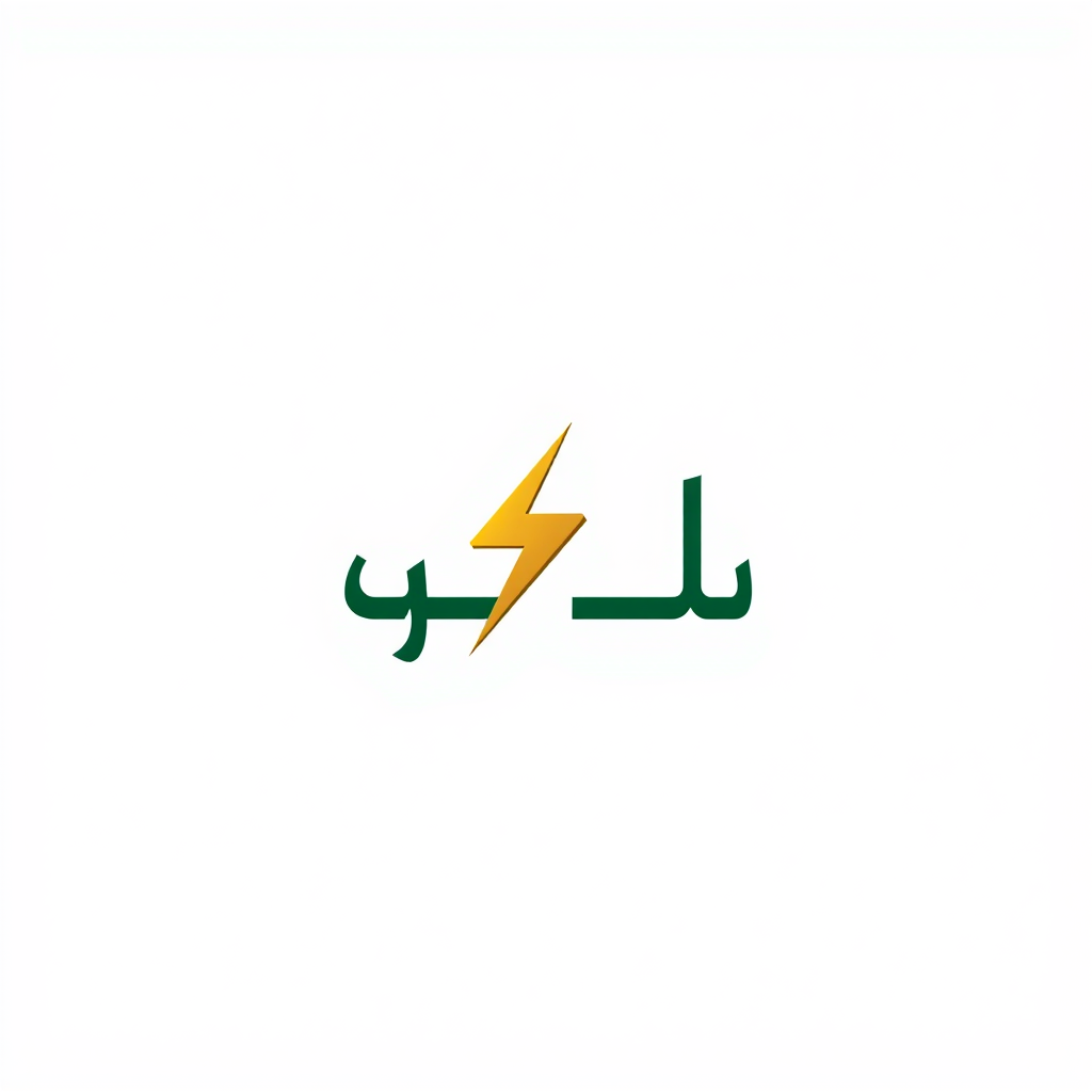 Lettermark Logo idea: lettermark logo of the letters Premium minimalist Arabic lettermark, custom geometric “و”, seamlessly integrated with a sleek lightning bolt, deep Oma