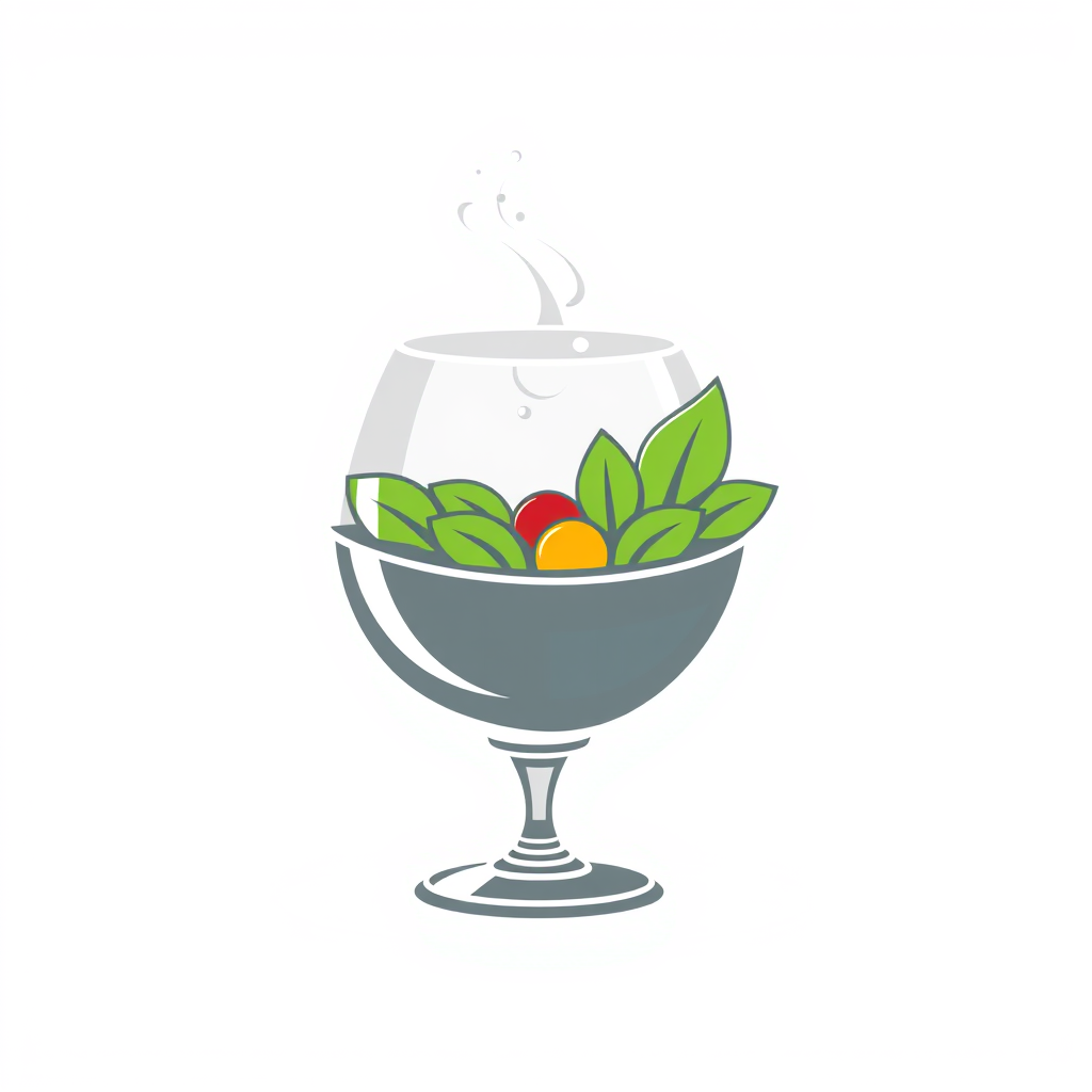 Main logo studio: Make a bowl logo with a glass with a white background