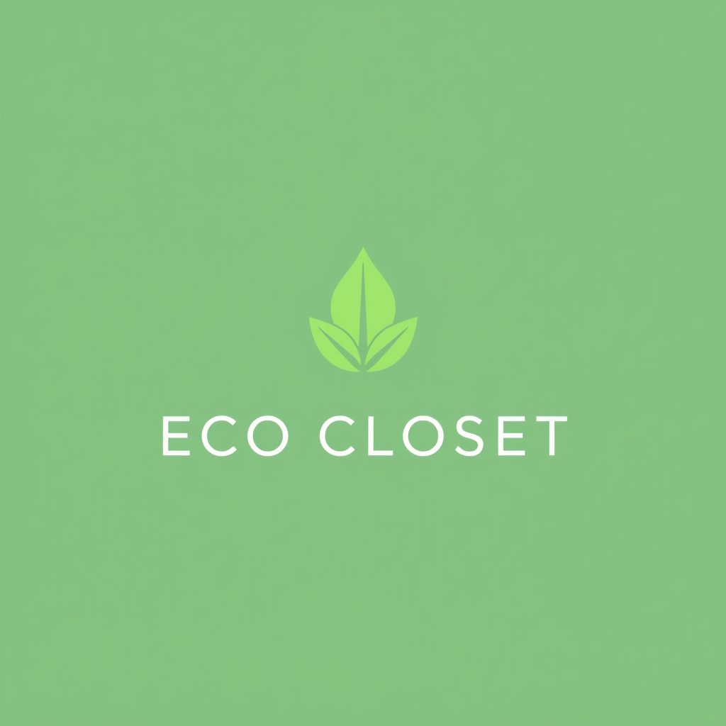 Main logo studio: Isotipo minimalista para "ECO CLOSET", marketplace de ropa sostenible. Combinar una percha de ropa con una hoja verde formando un símbolo único y eleg