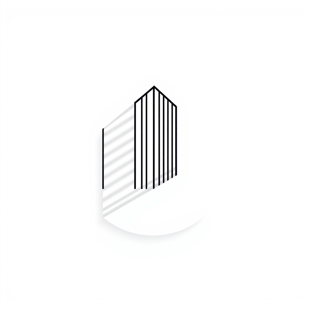 Abstract Logo idea: abstract logo mark for Minimal architectural lines, incomplete structure, subtle fade, elegant shadows , geometric abstract shape, modern minimalist m