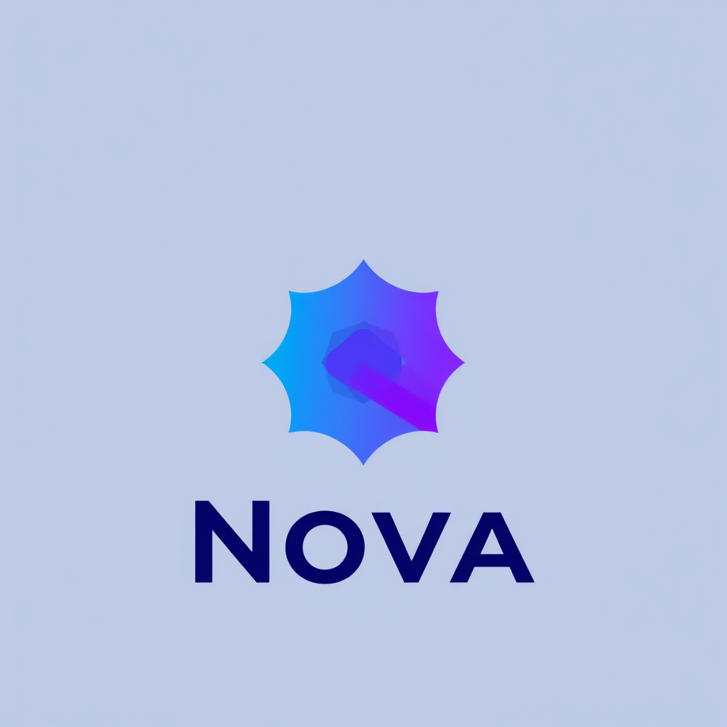 Main logo studio: abstract geometric icon logo for an AI tech startup named Nova, blue and violet