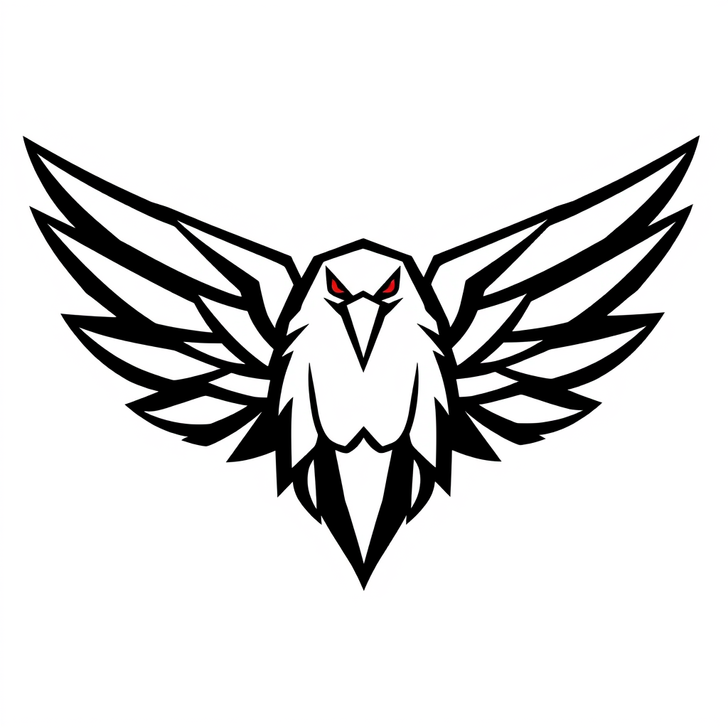 Main logo studio: Create a unique premium logo symbol for “Eagle Studios”. Front-facing symmetrical eagle, stylized geometric vector design, half eagle close-up with sl