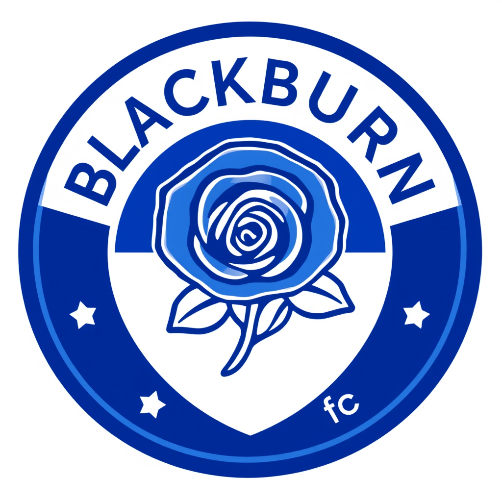 Main logo studio: Create a modern, professional football club logo inspired by Blackburn Rovers and the city of Blackburn. Use a strong royal blue and white colour sche
