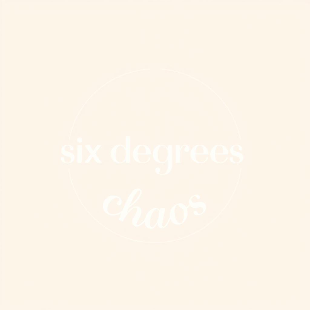 Main logo studio: Six Degrees of Chaos — minimalist circular logo, soft pastel colors, playful and quirky energy, delicate modern typography, subtle abstract shapes, fe