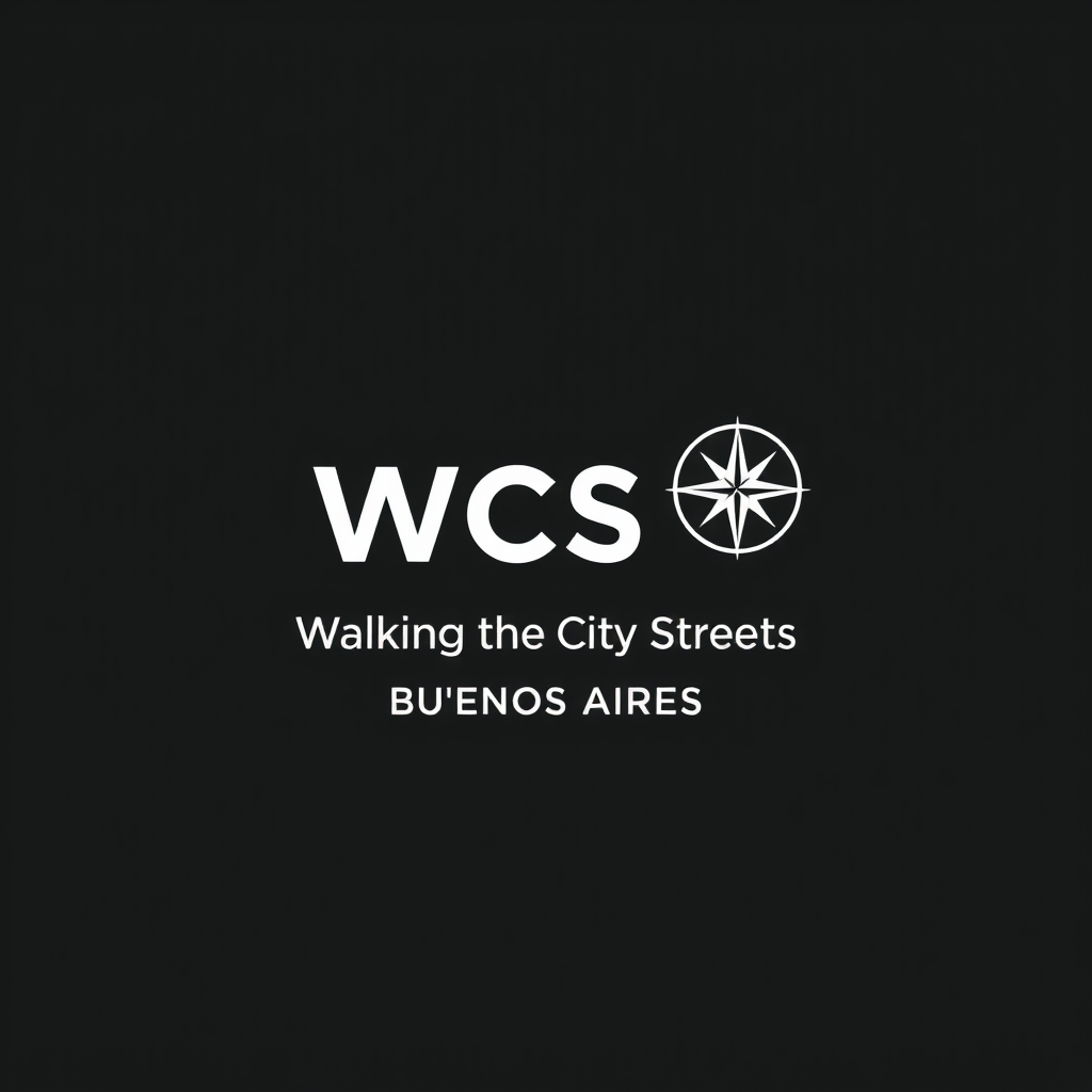 Main logo studio: Minimalist YouTube banner, solid black background, pure white design. Center the WCS logo: large bold “WCS” with a minimalist compass rose inside a th