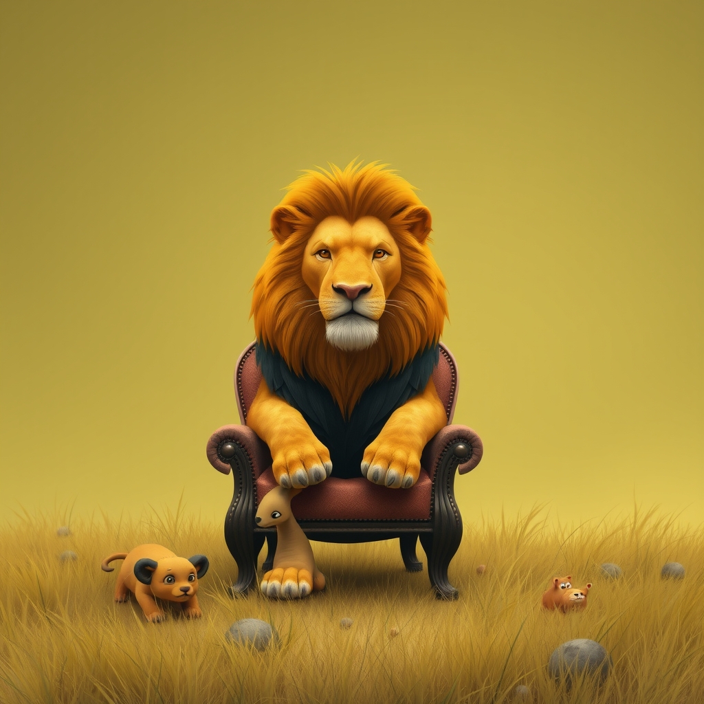 Main logo studio: A Big lion sit on the chair