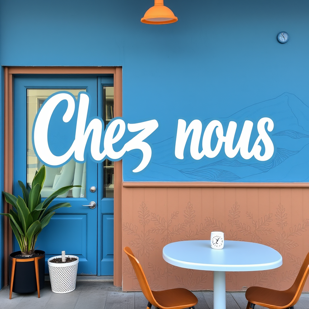 Main logo studio: Le nom de la marque: "Chez nous" Couleurs: bleus, marron, noires, beiges Thème: vente peutu manrefaire un autre presque pareille pas de la nouritur ch