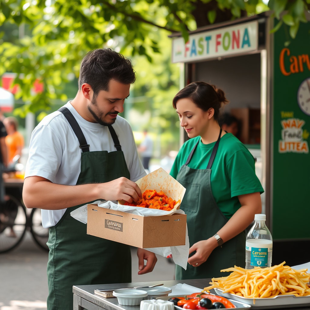 Main logo studio: CARAVANA GUSTULUI FAST FOOD BEJ, MARO ÎNCHIS, AURIU ROSU, VERDE