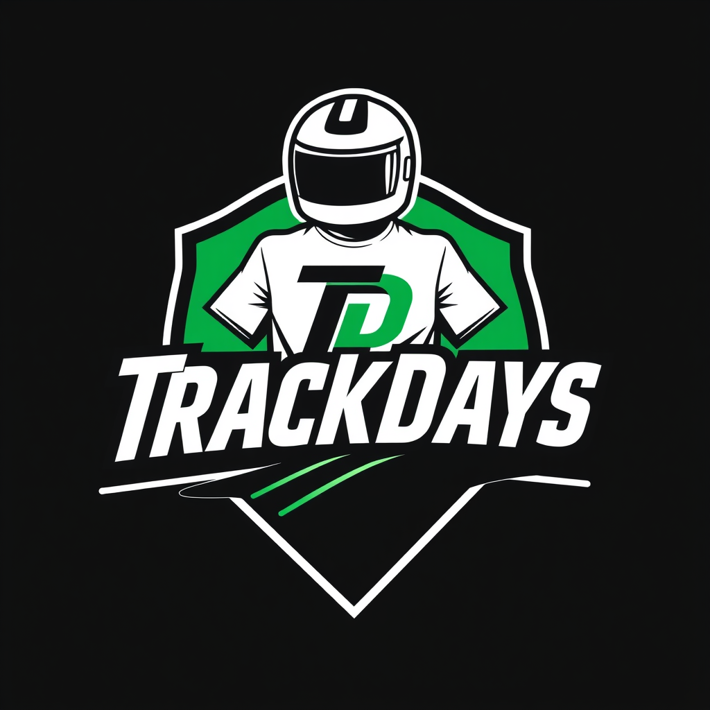 Main logo studio: A trackdays logo with a t and a d and a cool design and green and black