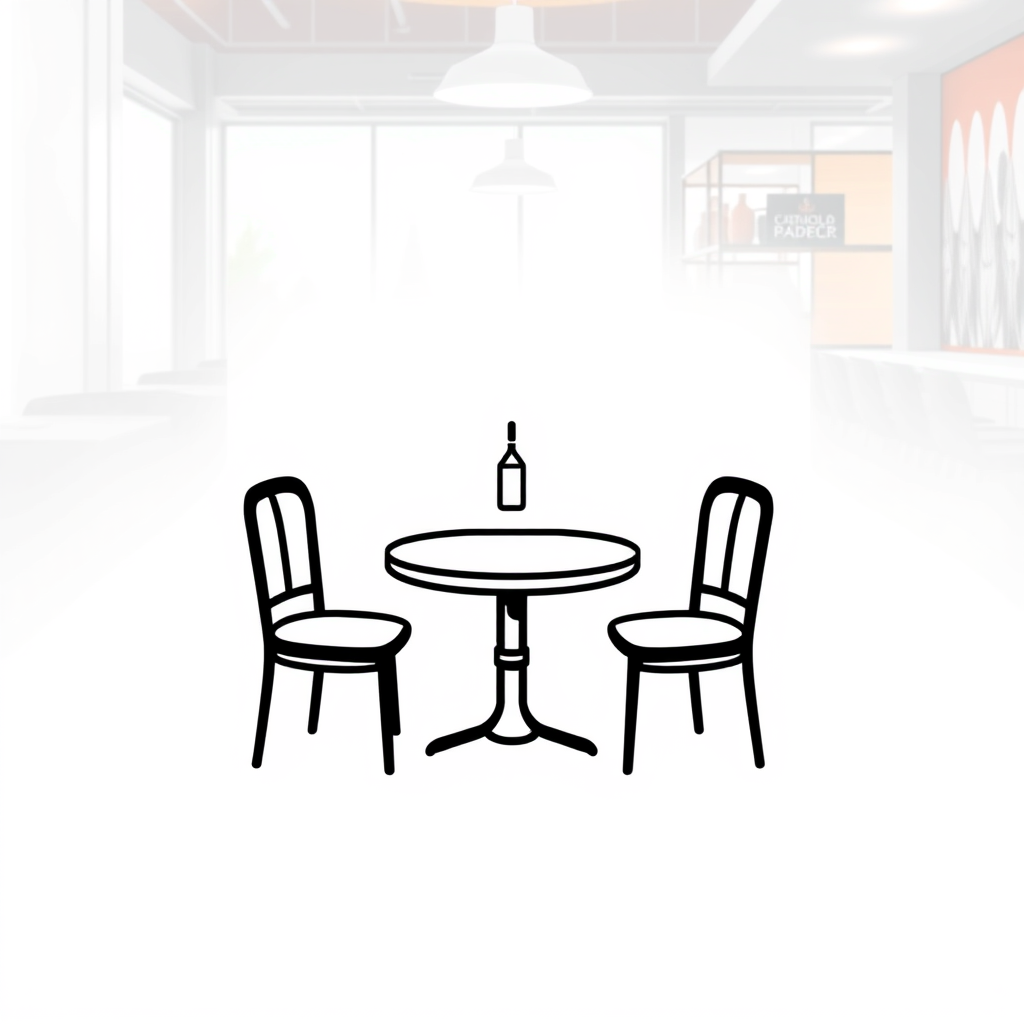 Main logo studio: Create a table logo. With chairs in a restaurant with a white background.