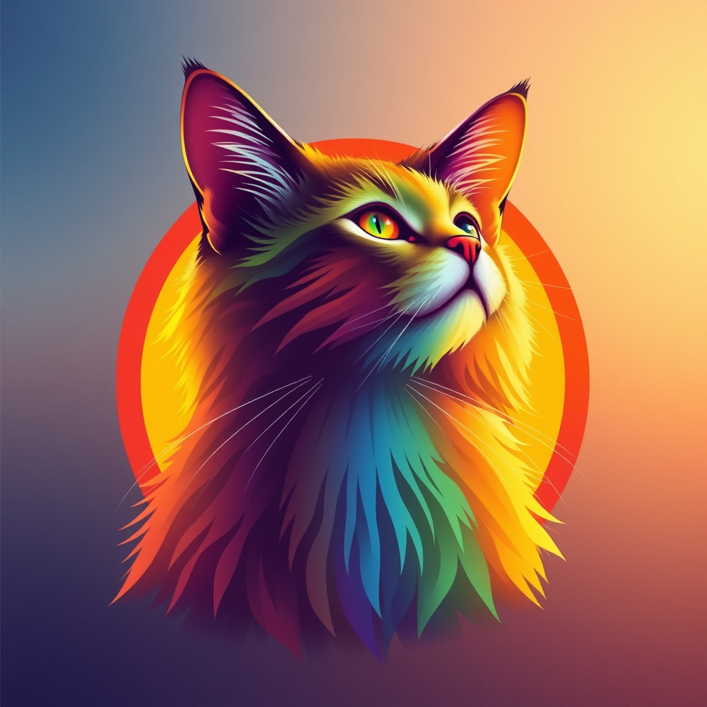 Main logo studio: Create a very beautiful rainbow version of the cat logo