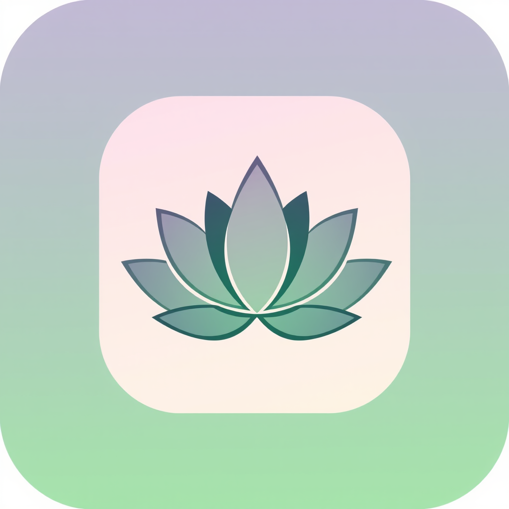 Main logo studio: rounded app icon logo for a meditation app, calming gradient, lotus symbol