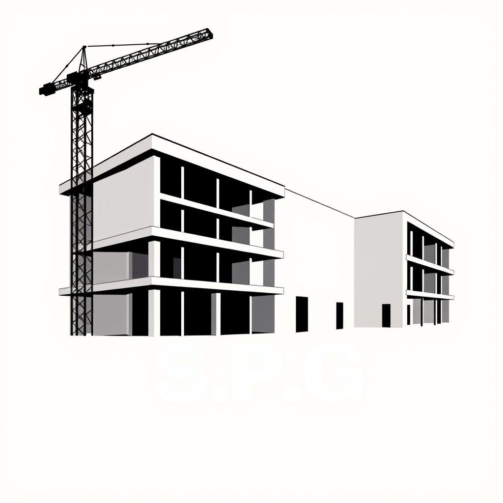 Main logo studio: construcción, y obras de ingeniería ,,, un logo minimalista .. constructora S.P.G