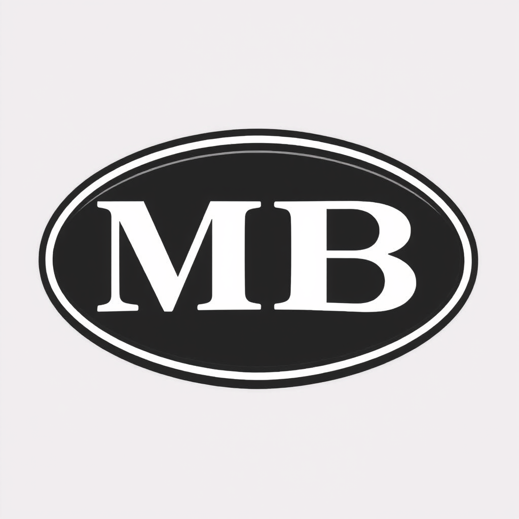 Main logo studio: MaradBarber MB oval black logo