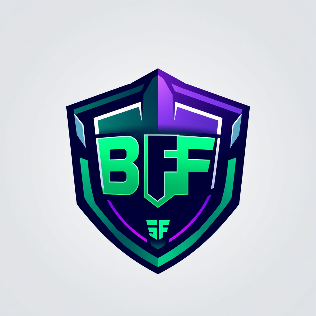 Main logo studio: Create a modern, premium logo for a fantasy football team called "BiEffe". Futuristic shield emblem with a clean geometric design, bold custom typogra