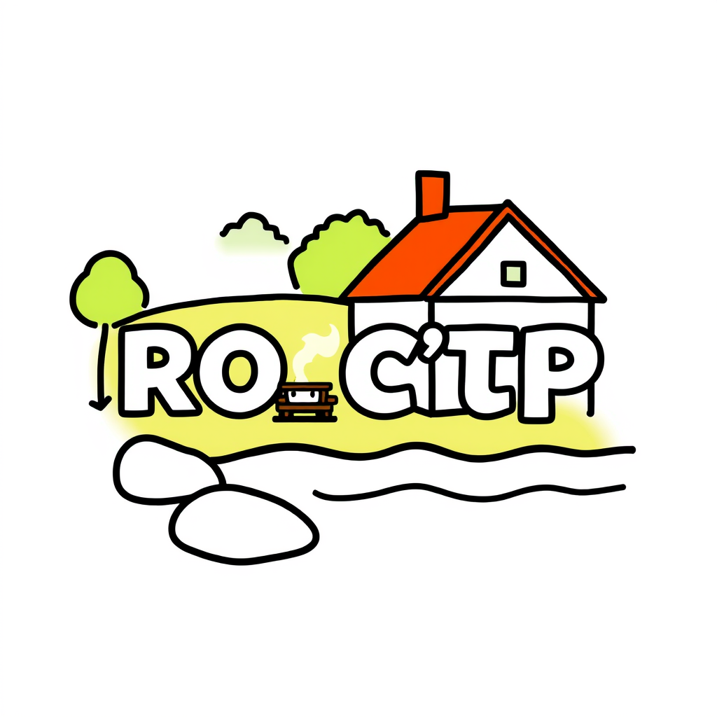 Main logo studio: logo ROC'TP terrassement fond pelleteuse
