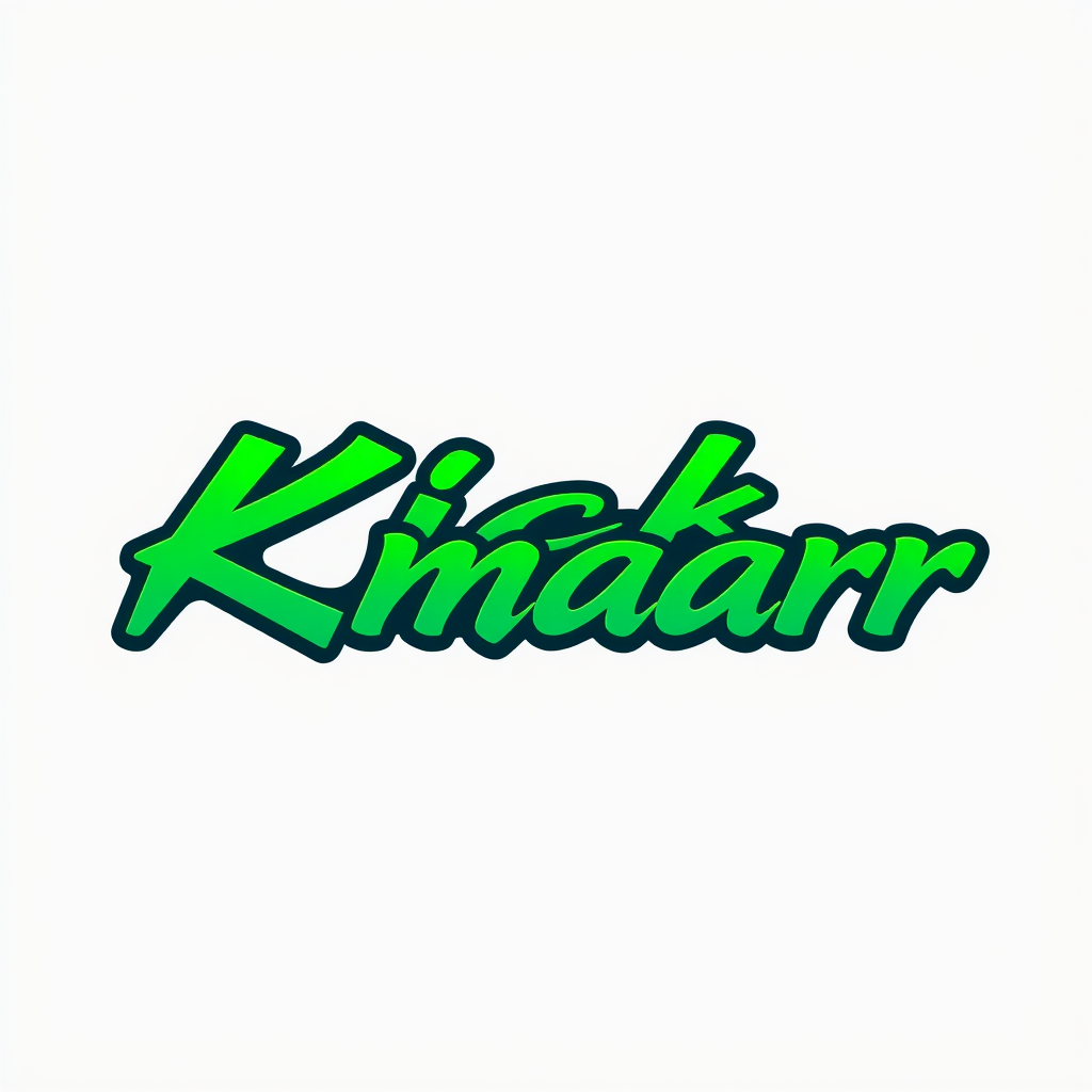 Main logo studio: Create a small, stylish gaming logo reading “Kick Omaarr” on one horizontal line. “Kick” in vibrant green and “Omaarr” in rich petrol blue-green. Use 