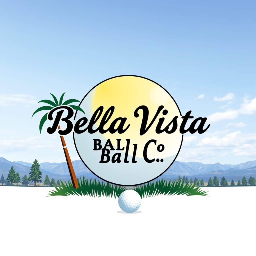 Main logo studio: Bella Vista Ball Co. Golf ball buisness resell balls Your Game. Your Town. Your Ball. dont put coby on the end just Co. do a logo not a pic of a shop 