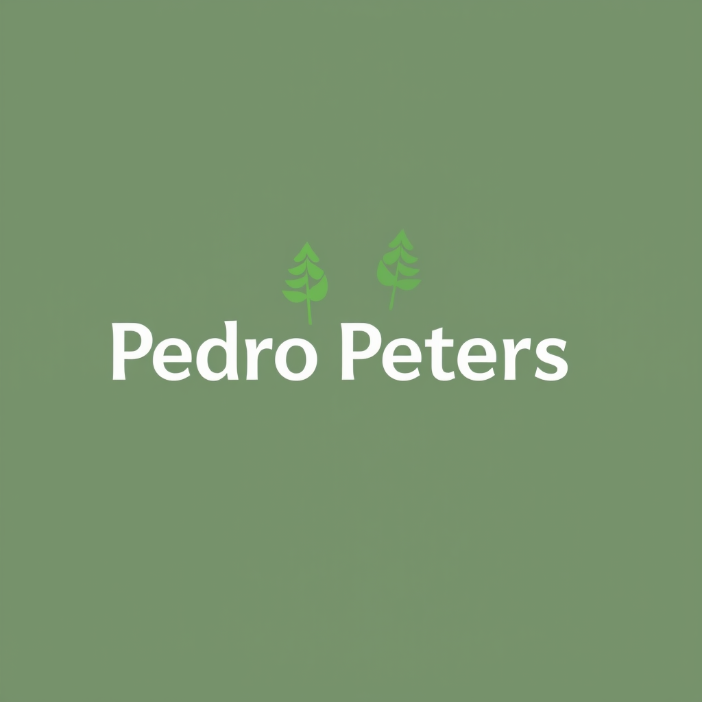 Main logo studio: VERY SIMPLE Logo - text saying 'Pedro Peters' main colour: green and have trees, make the contrast of the colours have a WCAG rating of AAA