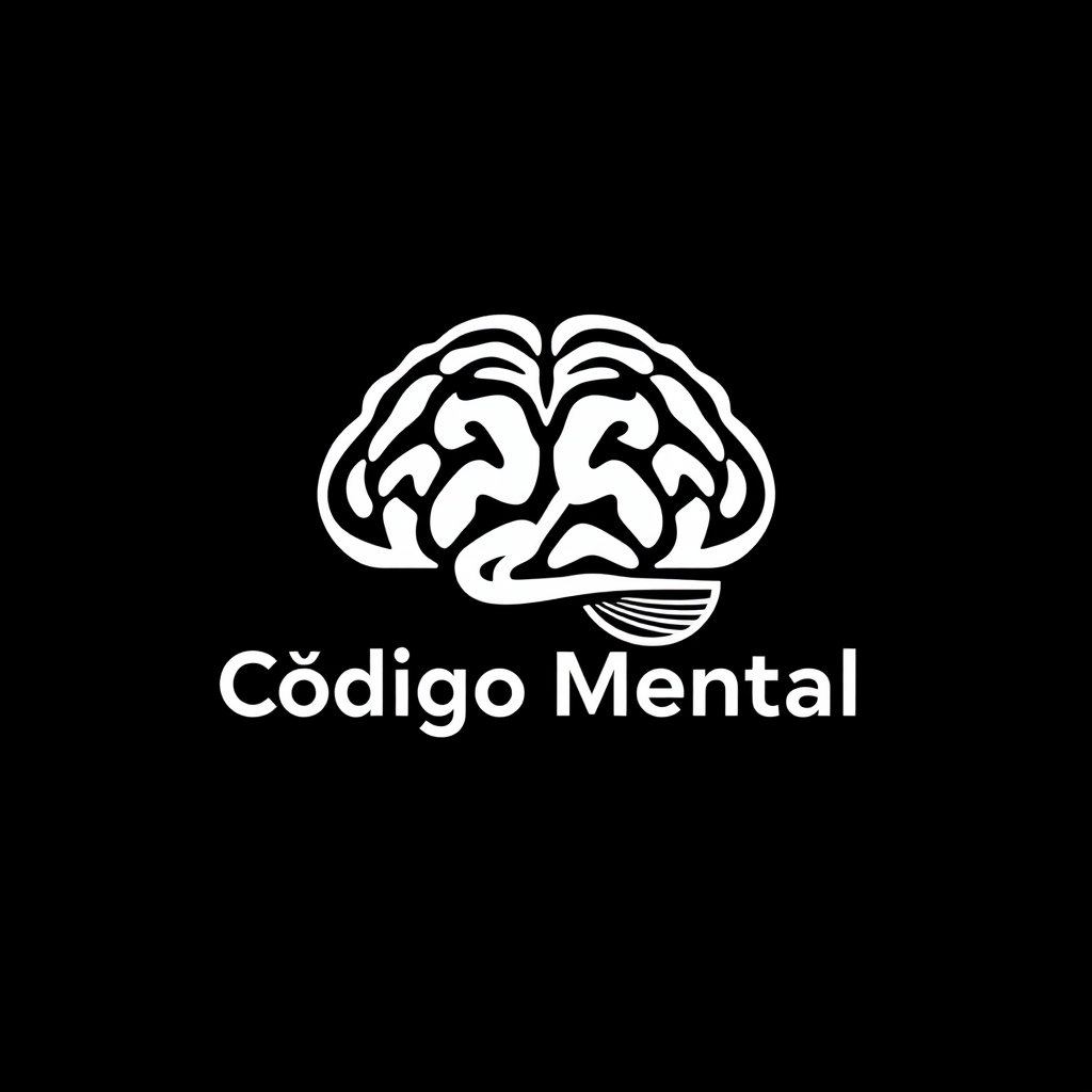 Main logo studio: name codigomental, Minimalist modern logo for a psychology and human behavior brand called Código Mental. Dark, mysterious and intelligent aesthetic. 