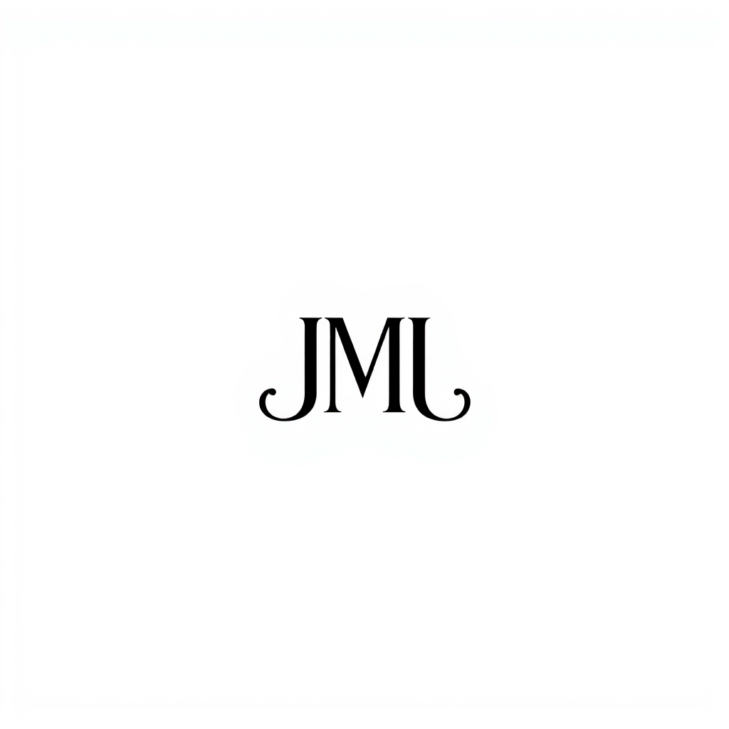 Monogram Logo idea: monogram logo combining the letters JML LOGO WITH SPACE BACKGROUND , elegant intertwined letterforms, flat vector logo, centered, solid white backgrou