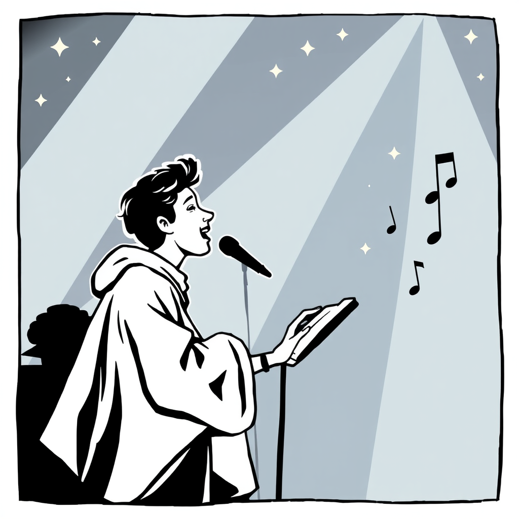 Main logo studio: LE CHANT D'À CÔTÉ CHORALE DESSIN STYLISÉ de chanteurs, cheffe de choeurs