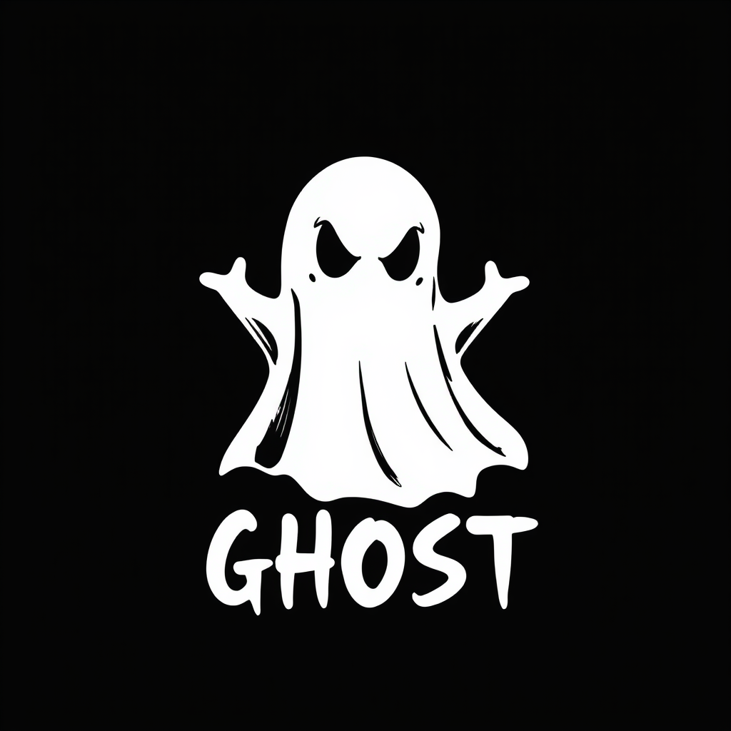 Main logo studio: Create a premium streetwear logo for a clothing brand called “GHOST”. Keep the ghost character as the main symbol: only half of the ghost is visible,