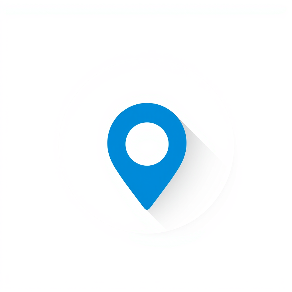 Main logo studio: Minimal flat location pin logo, body #B3C8FF, white center circle, transparent background, no text, no shadow, modern GPS app icon, centered square