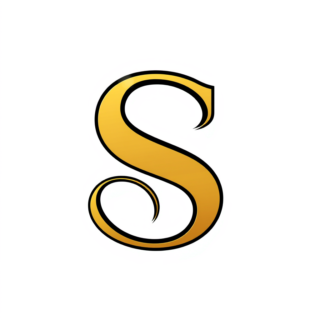 Monogram Logo idea: monogram logo combining the letters S color-Golden make Luxury S Monogram Logo , elegant intertwined letterforms, flat vector logo, centered, solid wh