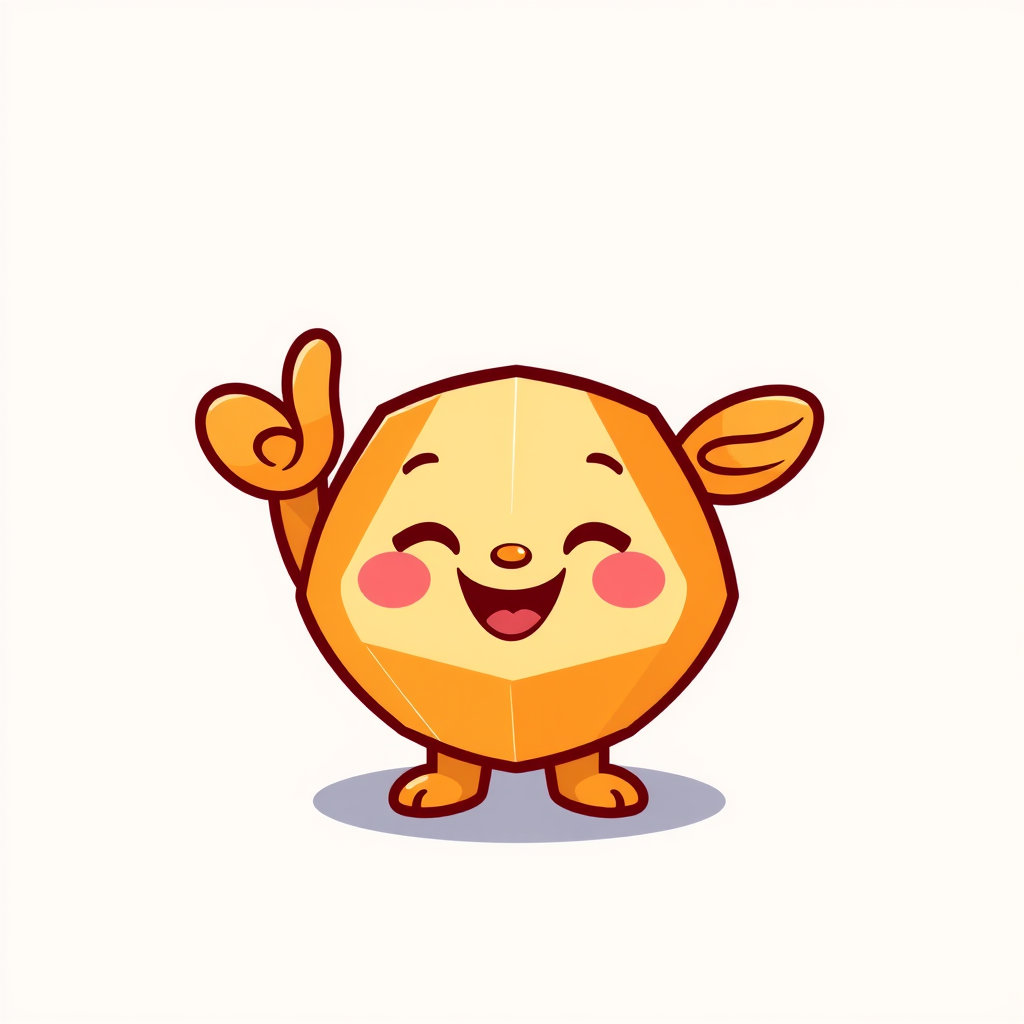 Main logo studio: friendly geometric peaceful mascot logo for a kids learning app, orange