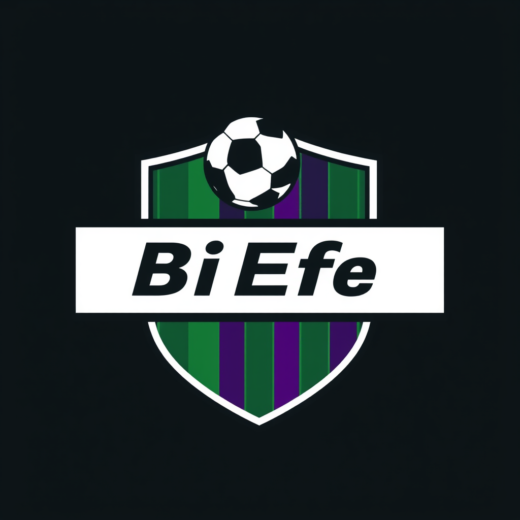 Main logo studio: Create a professional football club crest logo for a fantasy football team called "BiEffe". Main colors vertical stripes green and vertical stripes pu