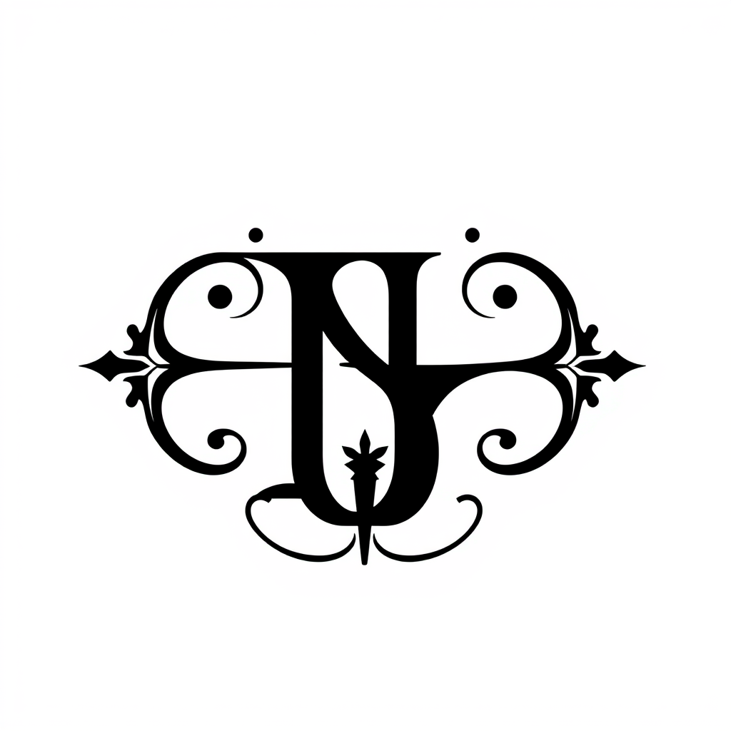 Emblem Logo idea: emblem logo of elegant monogram logo combining letters N and H, pure black, luxury and real brand. Logo should look like mysterious. We offer psycholo