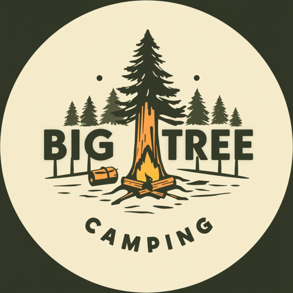 Main logo studio: create me another bold logo for a camping brand named big tree camping, circular