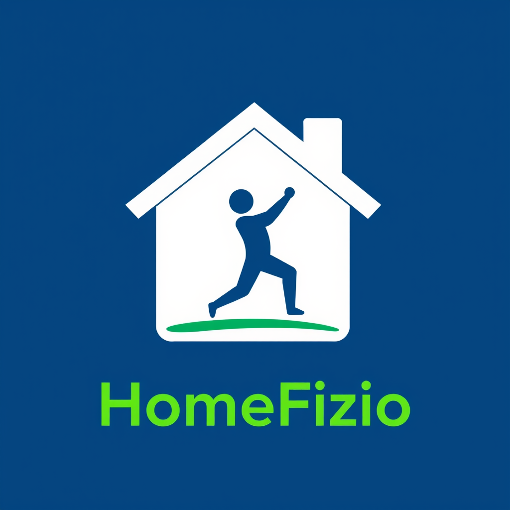 Main logo studio: logo with no background for company called HomeFizio which does physiotherapy. Include a symbol of home and use medical themed colors for the house sy