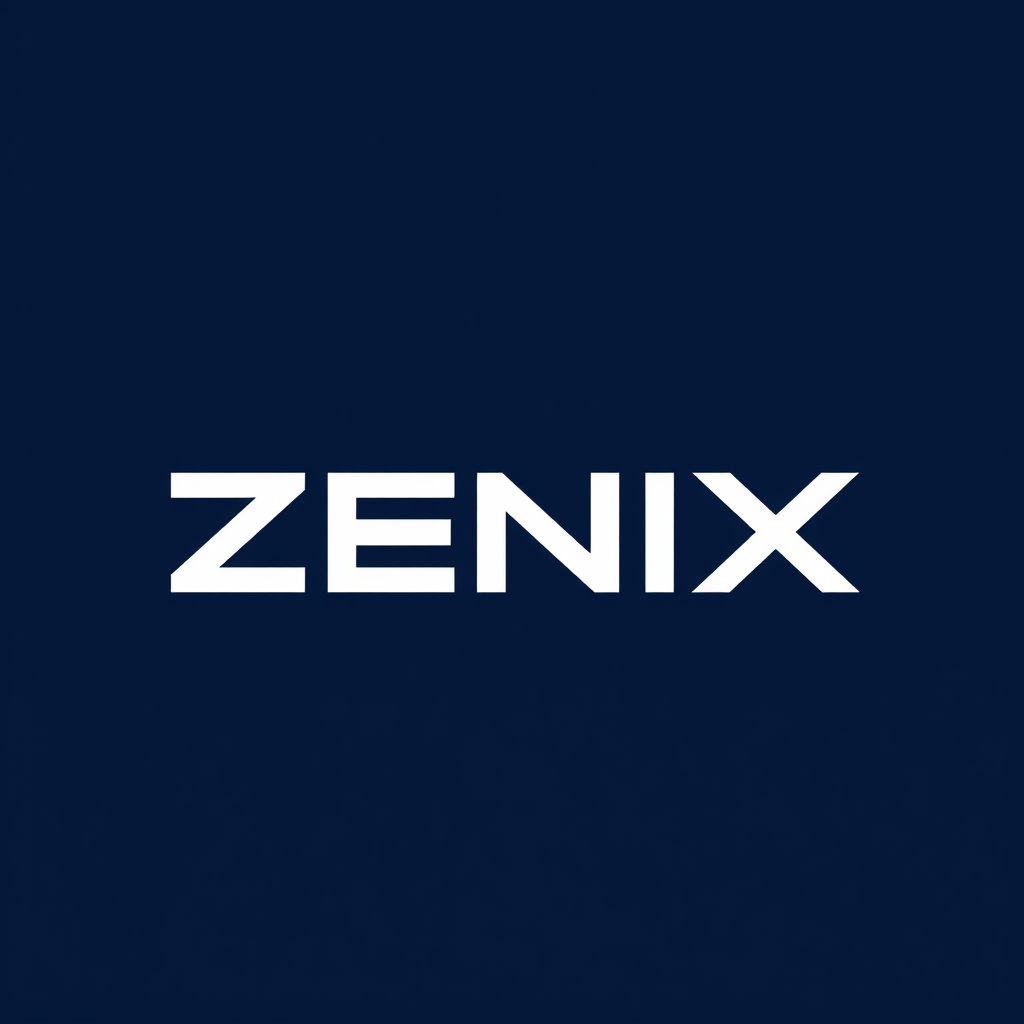 Main logo studio: Refine the ZENIX logo. Keep the current concept of the abstract Z symbol, but make it more unique, premium and recognizable. Minimal futuristic tech s