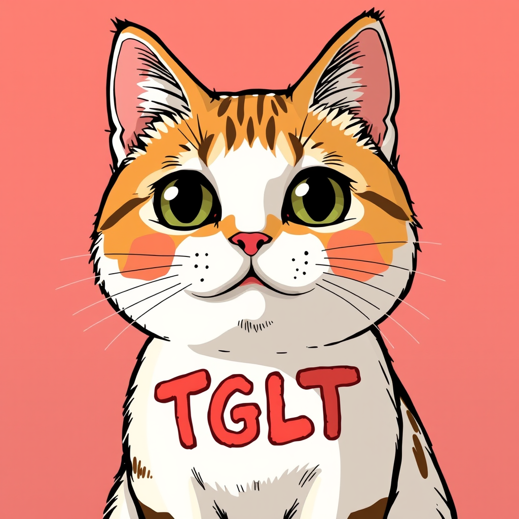 Main logo studio: shows “TGLT” on a manekineko cat in the style of manga