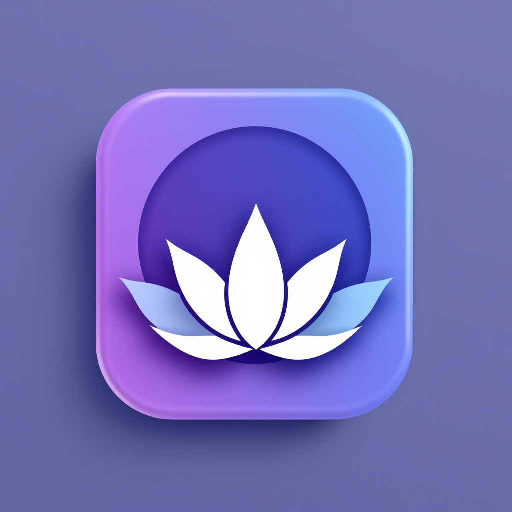 Main logo studio: rounded app icon logo for a meditation app, calming gradient, lotus symbol