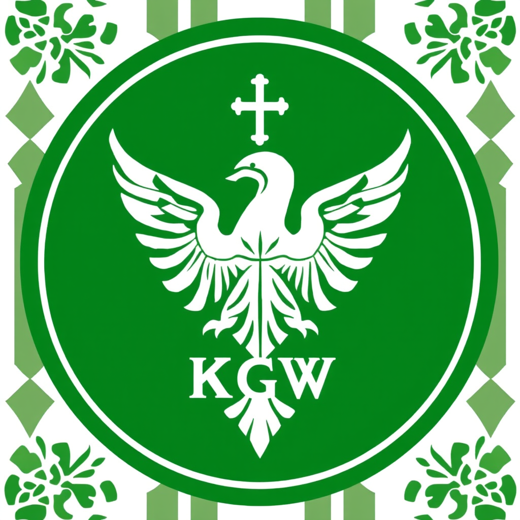 Main logo studio: Marka to Koło Gospodyń Wiejskich w Krzemieniewie, skrót KGW Krzemieniew, logo folklor polski, wzory "łowickie" żywe kolory, takie w sam raz dla kobiet