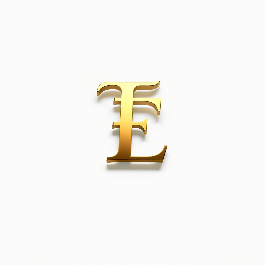 3D Logo idea: 3D logo for elegant monogram logo combining letters F and L, gold, luxury brand , three-dimensional render, realistic depth and shadows, glossy or met