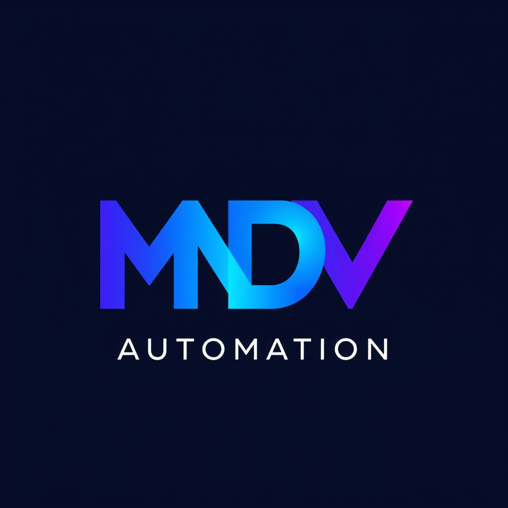 Main logo studio: Create a premium logo for MDV Automation. The brand name is EXACTLY MDV Automation. Do NOT change, misspell, translate, or replace any letters. Create
