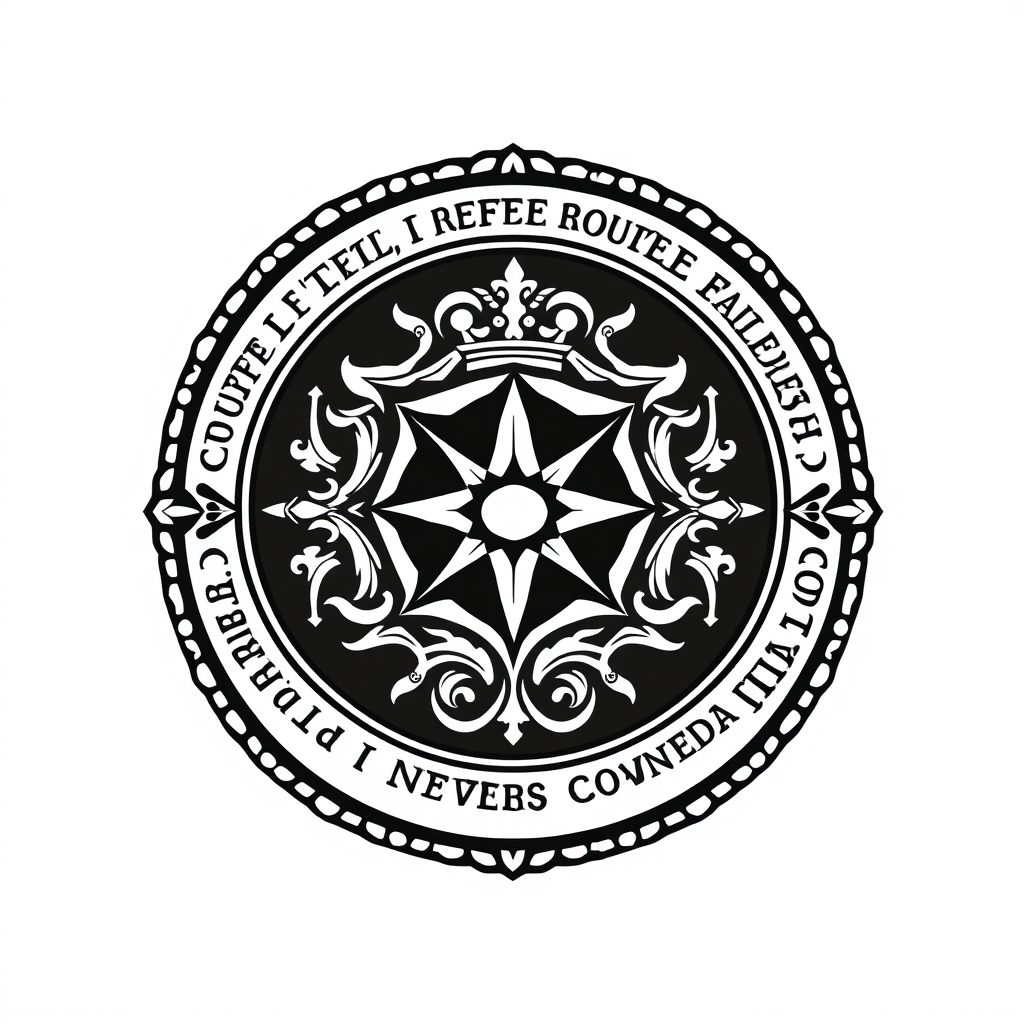 Emblem Logo idea: emblem logo of I fell, I suffered, I fought, and I failed... but I rose again, and I never gave up. , intricate crest seal badge design, symmetrical e
