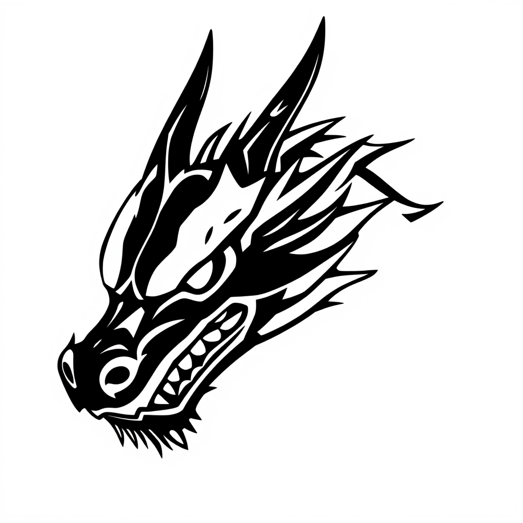 Main logo studio: dragon head one color black over white minimalist