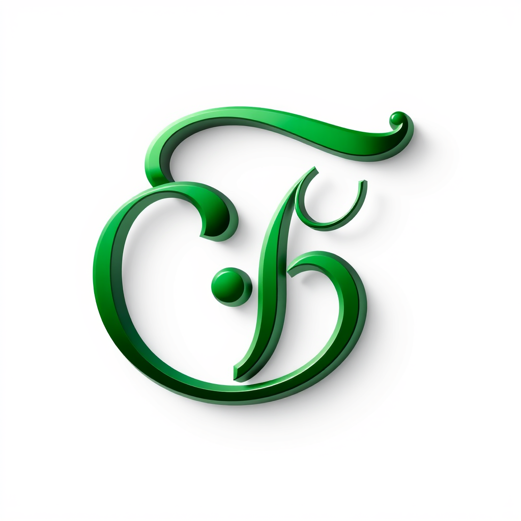 3D Logo idea: 3D logo for elegant monogram logo combining letters E and P, green, luxury brand , three-dimensional render, realistic depth and shadows, glossy or me