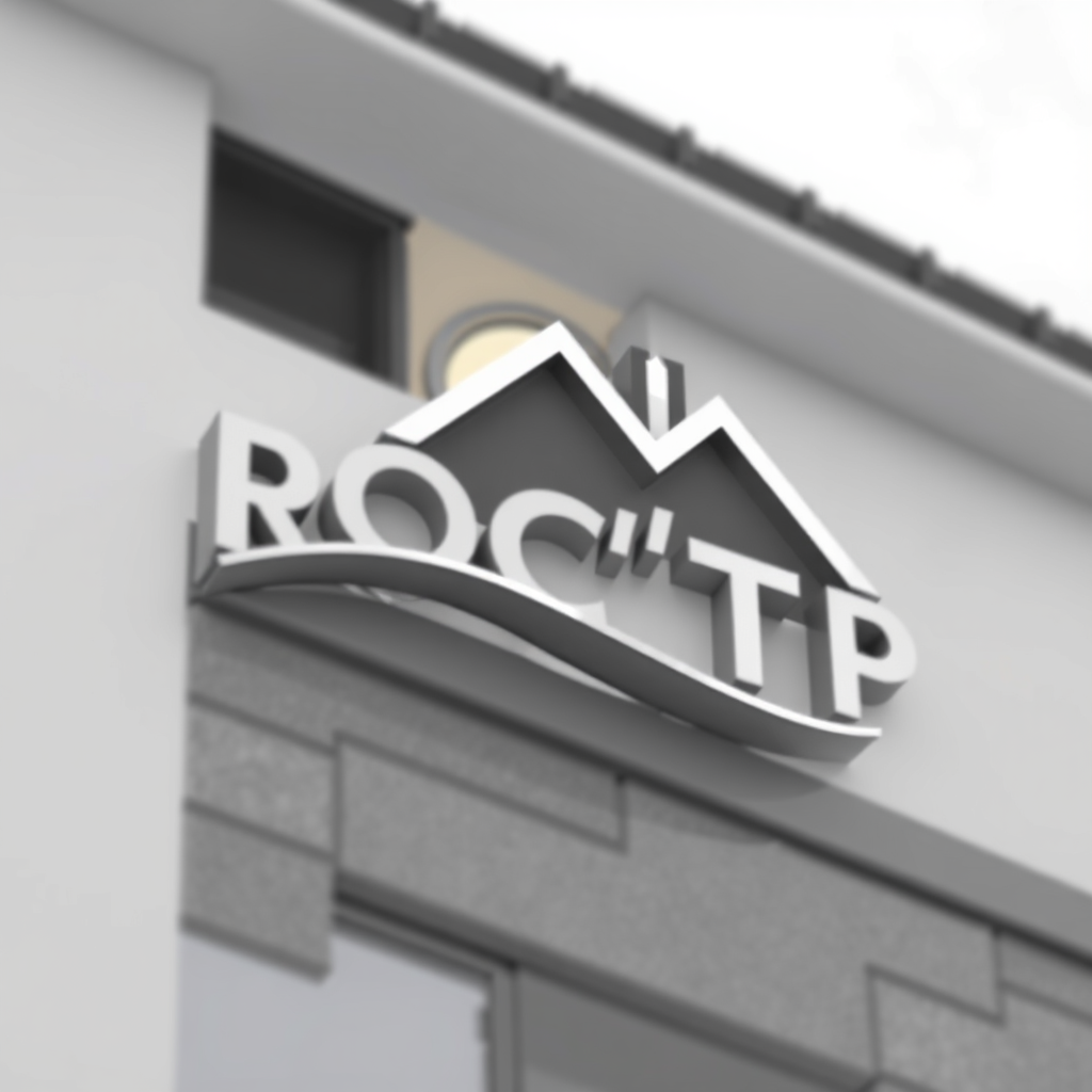 Main logo studio: nom ROC'TP entreprise terrassement logo forme tracto pelle